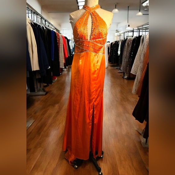 Source Unknown Vibrant Orange Prom Dress - Picture 1 of 6